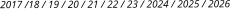 2017 /18 / 19 / 20 / 21 / 22 / 23 / 2024 / 2025 / 2026